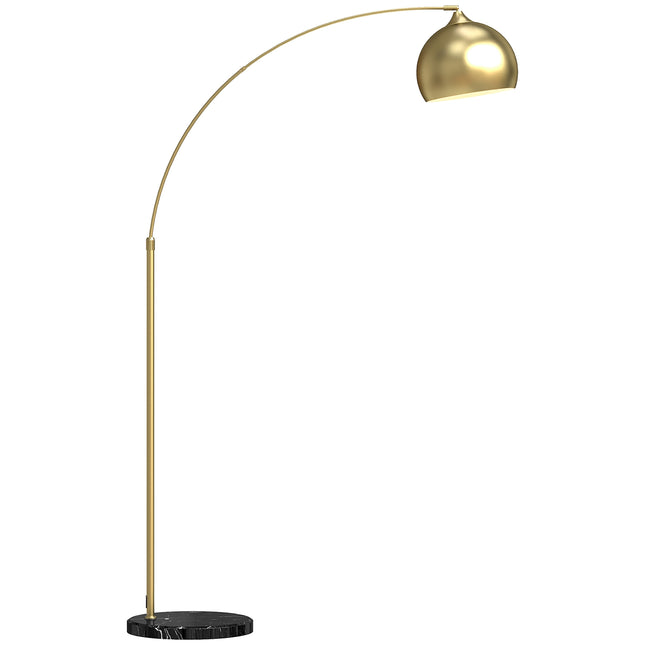 Gold Arc Floor Lamp with Adjustable Stand, Marble Base