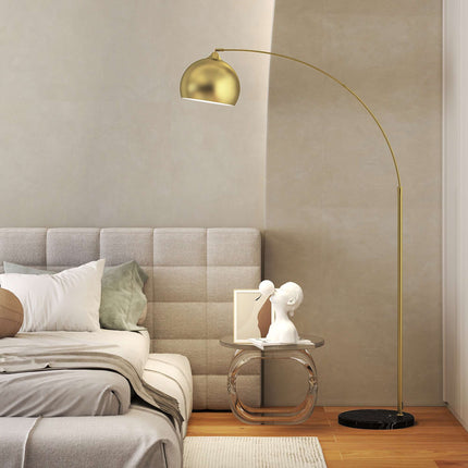 Gold Arc Floor Lamp with Adjustable Stand, Marble Base