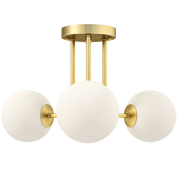 Gold Ceiling Light with Globe Shades, 3 G9 Sockets