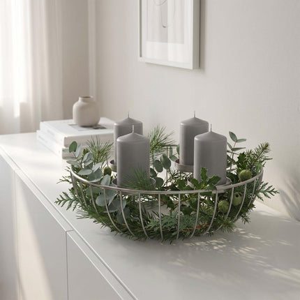 Gold Metal Advent Wreath Bowl, 33 cm Steel Holder