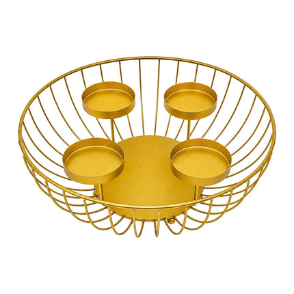 Gold Metal Advent Wreath Bowl, 33 cm Steel Holder