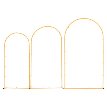 Gold Metal Arch Backdrop Stand Set of 3, 7.2–6 ft