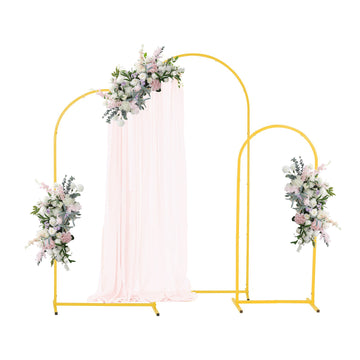 Gold Metal Arch Backdrop Stands, Set Of 3, 1.2–1.8 m
