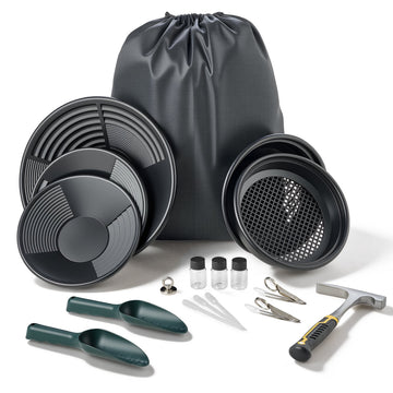 Gold Panning Kit, 19-Piece Set with 10 and 14 in Pans