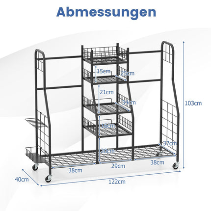 Golf Bag Organizer Rack with Wheels for 2 Bags, Black