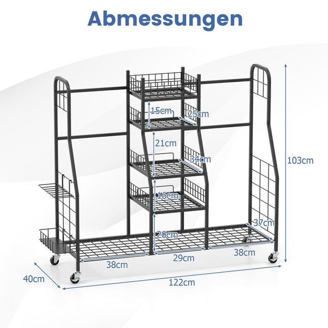 Golf Bag Organizer Rack with Wheels for 2 Bags, Black