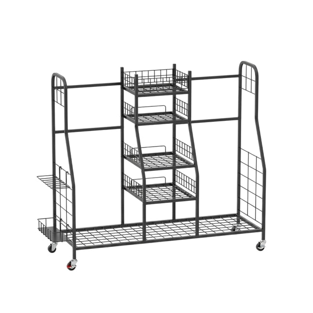 Golf Bag Organizer Rack with Wheels for 2 Bags, Black
