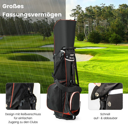 Golf Bag with 14 Dividers, 6 Pockets, Rain Cover, Red
