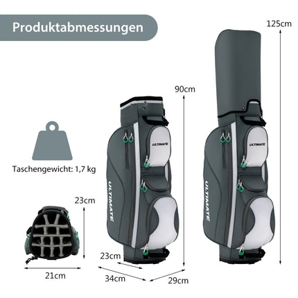 Golf Bag with 14 Dividers, 7 Pockets, Shoulder Strap