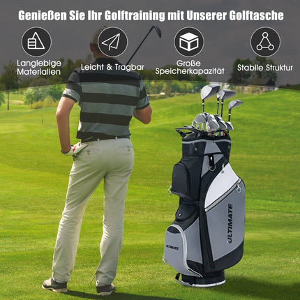Golf Bag with 14 Dividers, Waterproof Pocket, Black/Grey