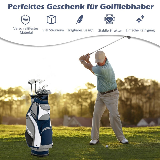 Golf Bag with 14 Full-Length Dividers, Navy/Grey
