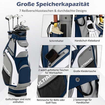 Golf Bag with 14 Full-Length Dividers, Navy/Grey