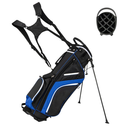 Golf Bag with 14-Way Divider, 6 Pockets, Rain Cover, Blue