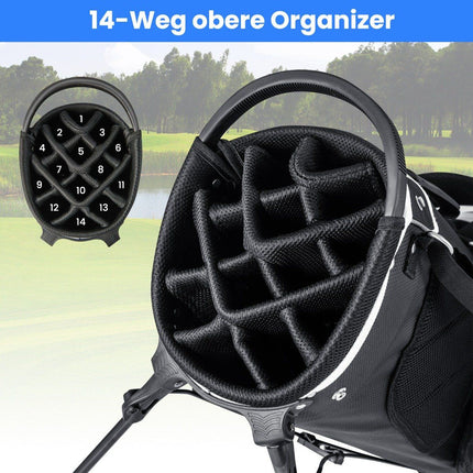 Golf Bag with 14-Way Divider, 6 Pockets, Rain Cover, Gray