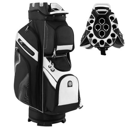 Golf Cart Bag, 14-Way Divider, 11 Pockets, Black