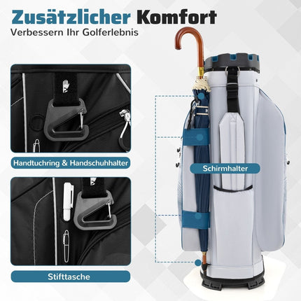 Golf Cart Bag, 14-Way Divider, 11 Pockets, Marine Blue