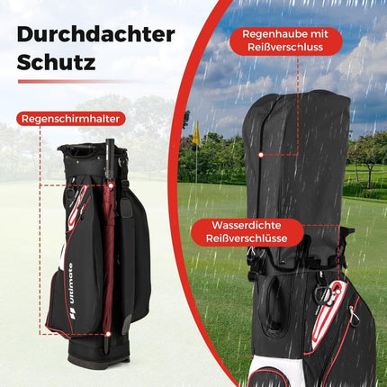 Golf Cart Bag, 14-Way Divider, Water-Resistant, Black