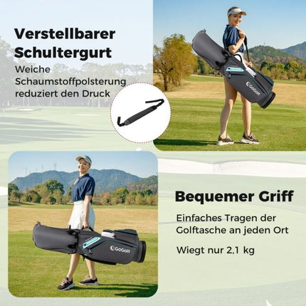 Golf Cart Bag, 14-Way Divider, Water-Resistant, Gray