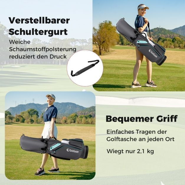 Golf Cart Bag, 14-Way Divider, Water-Resistant, Gray