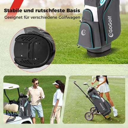 Golf Cart Bag, 14-Way Divider, Water-Resistant, Gray
