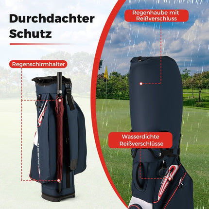 Golf Cart Bag, 14-Way Divider, Water-Resistant, Navy