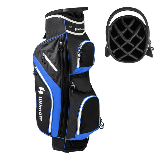 Golf Cart Bag with 14 Dividers, Rain Cover, Blue