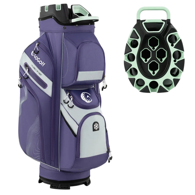 Golf Cart Bag with 14-Way Divider, 11 Pockets, Rain Cover
