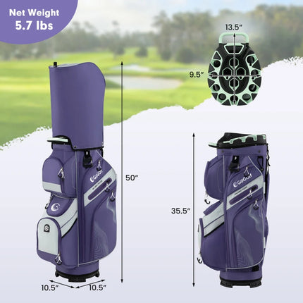 Golf Cart Bag with 14-Way Divider, 11 Pockets, Rain Cover