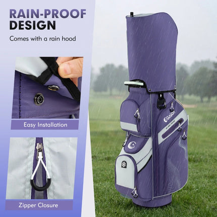 Golf Cart Bag with 14-Way Divider, 11 Pockets, Rain Cover