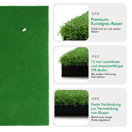 Golf Hitting Mat Standard Golf Practice Mat with Real Feel 1.5 x 1m Green