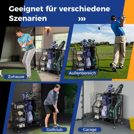 Golf Organizer with Wheels – Holds 2 Bags, Clubs, Gear