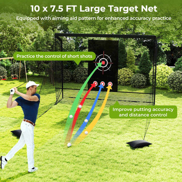 Golf Practice Hitting Net with Dual Side Barriers, Black