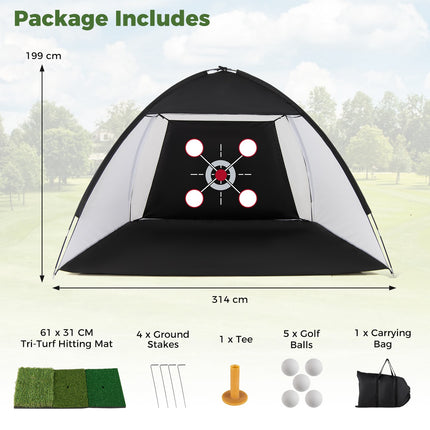 Golf Practice Net 314 x 179 x 199 cm with Tri-Turf Mat