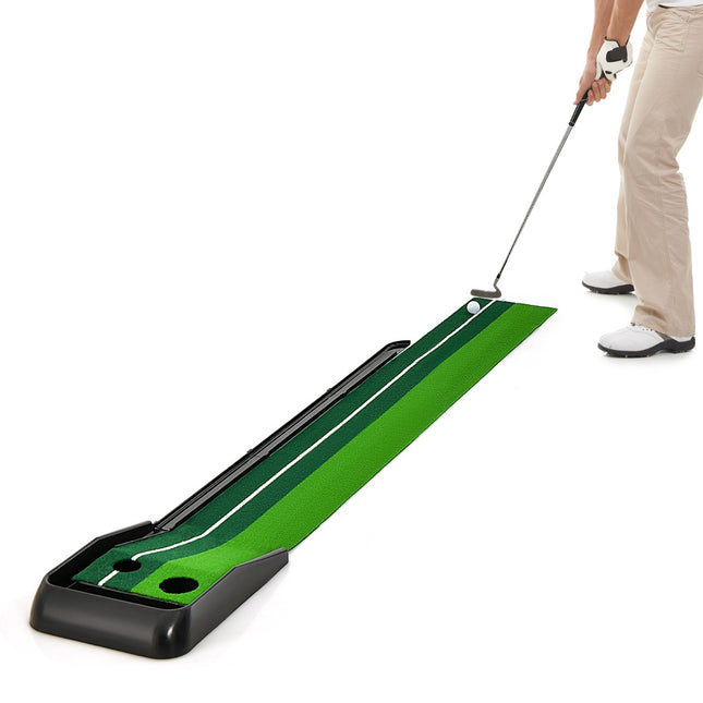 Golf Putting Mat 250 cm, Auto Ball Return, 2 Holes