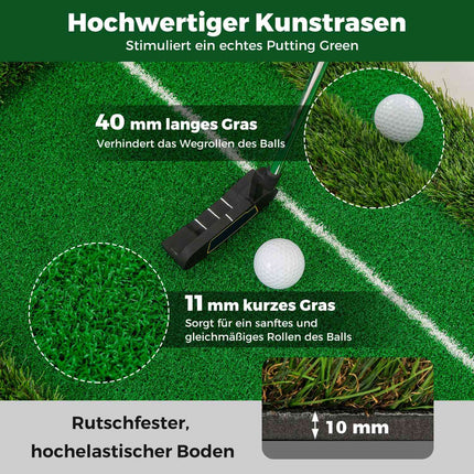Golf Putting Mat – 300 cm, Dual Hole, 3 Balls