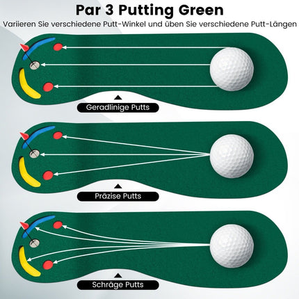 Golf Putting Mat 300x96 cm with 3 Cups & Flag