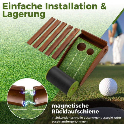 Golf Putting Mat with 2 Holes & Auto Ball Return