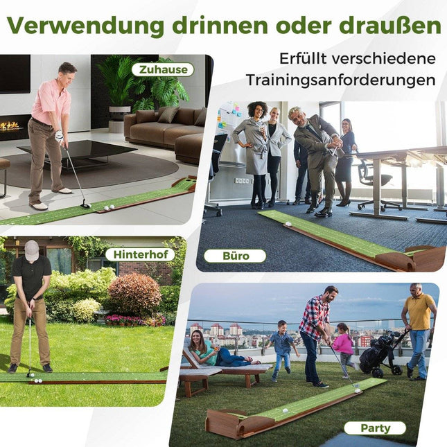Golf Putting Mat with 2 Holes & Auto Ball Return