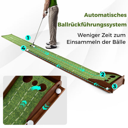 Golf Putting Mat with 3 Holes & Auto Ball Return