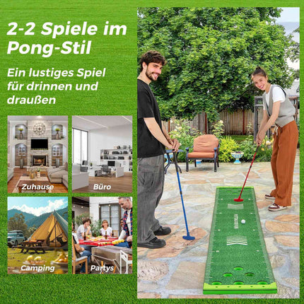 Golf Putting Mat with Adjustable Clubs & Balls Set