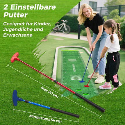 Golf Putting Mat with Adjustable Clubs & Balls Set