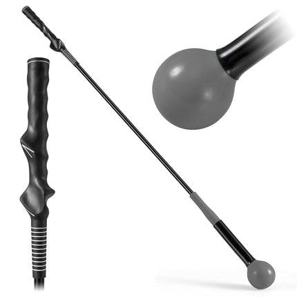 Golf Swing Trainer Aid, 100cm, Weighted Head, Gray