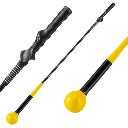 Golf Swing Trainer Aid, 100cm, Weighted Head, Yellow