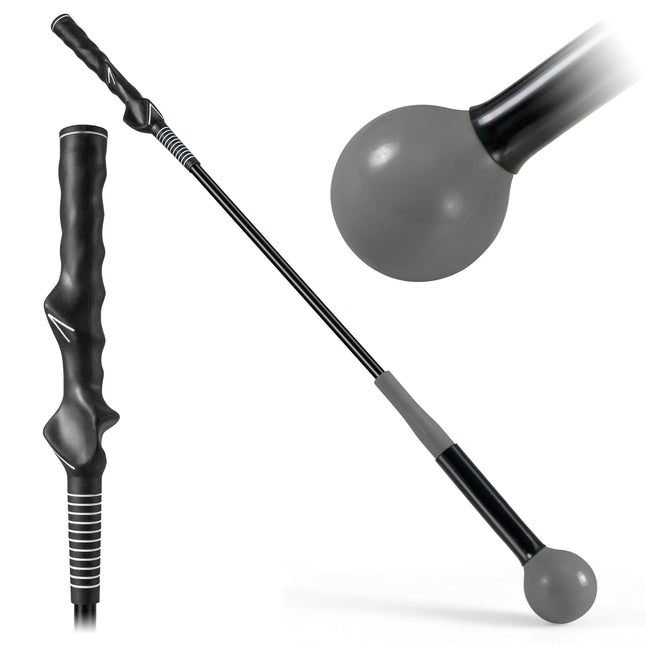 Golf Swing Trainer Aid, 80cm, Weighted Head, Gray