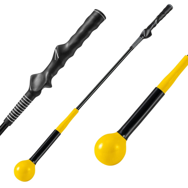 Golf Swing Trainer Aid, 80cm, Weighted Head, Yellow