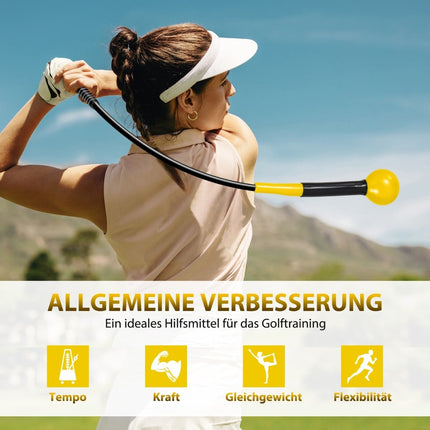 Golf Swing Trainer Aid, 80cm, Weighted Head, Yellow
