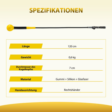 Golf Swing Trainer with Weighted Head, 120cm, Yellow