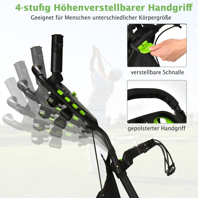 Golf Trolley 4 Wheel Golf Trolley Golf Cart Golf Folding Golf Caddy Golf Push Cart Made of Aluminum Green