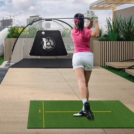 Golf hitting mat with 2 rubber tees, 2 alignment sticks and 6 tee positions, 152 x 92 cm, thickness 32 mm