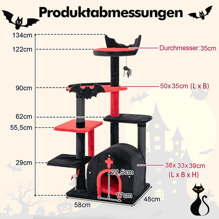 Gothic Cat Tree, 134 cm, Platforms & Scratching Posts
